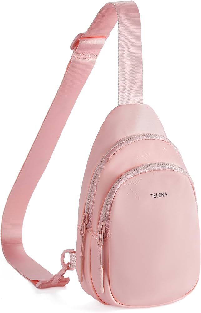 Telena Sling Bag Crossbody Fanny Pack for Women, Chest Bag for Travel Hiking Cycling Pink | Amazon (US)