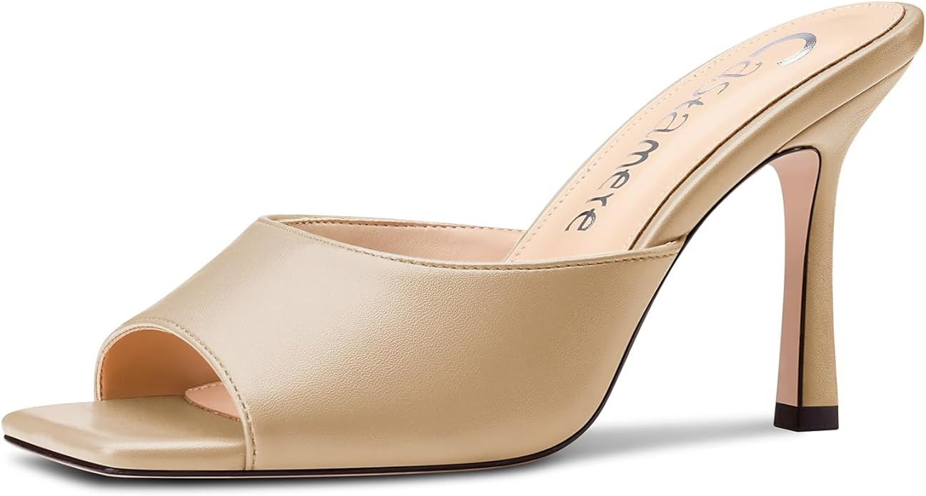 Castamere Square Open Toe Heeled Sandals for Women High Stiletto Heels Slip-on Mules Dress Comfor... | Amazon (US)