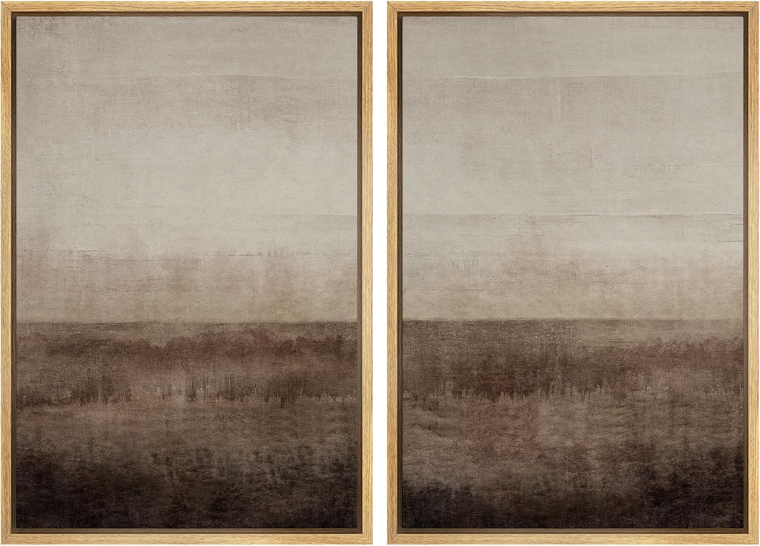 MUDECOR Framed Canvas Print Wall Art Set Earthen Layers Abstract Earth Tone Illustrations Modern Art Decorative Bohemian Calm/Zen for Living Room, Bedroom, Office - 24"x36"x2 Natural | Amazon (US)