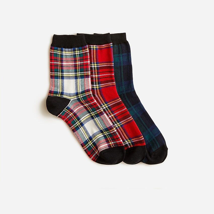 Tartan bootie socks three-pack | J.Crew US