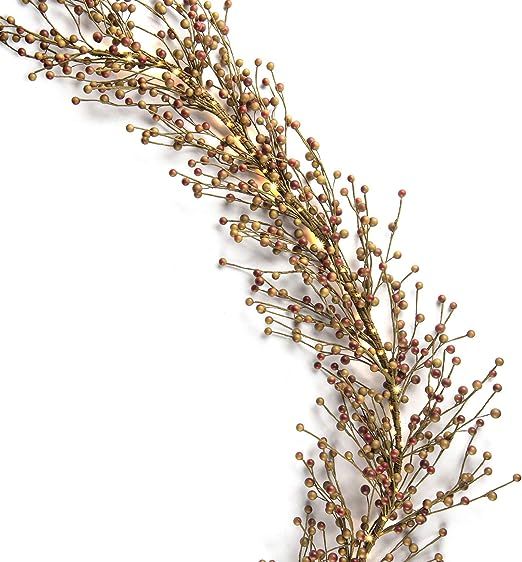 LampLust Pip Berry Garland with Lights - 5.5 Foot, Rustic Grapevine Base with Green and Red Cranb... | Amazon (US)