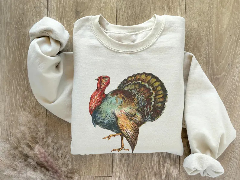 Vintage Turkey Sweatshirt, Thanksgiving Shirt, Thanksgiving Sweatshirt, Autumn Shirt, Fall Sweats... | Etsy (US)