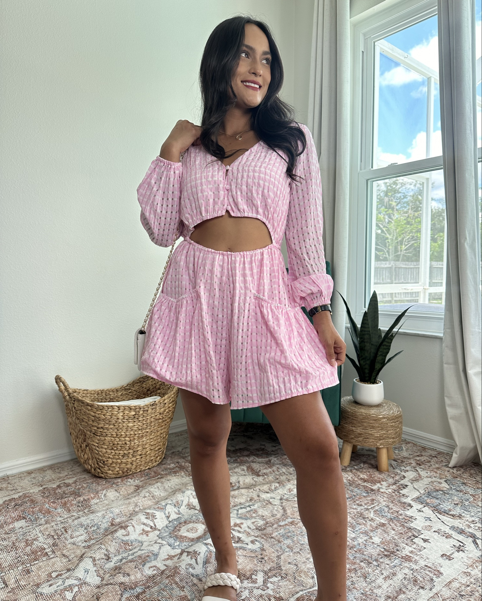 Cute romper for spring and summer. Wearing small. Fits big. Order true size or down 1. Double lined chest & bottoms. Sheer sleeves  

#LTKFindsUnder50 #LTKStyleTip #LTKTravel