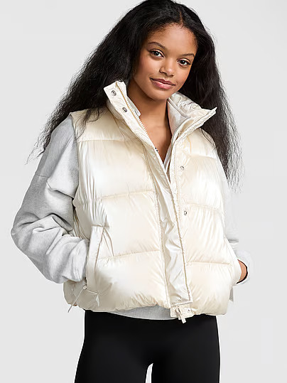High Shine Marshmallow Puffer Vest, White/ivory, XL - Women's Jackets & Outerwear - PINK | Victoria's Secret (US / CA )