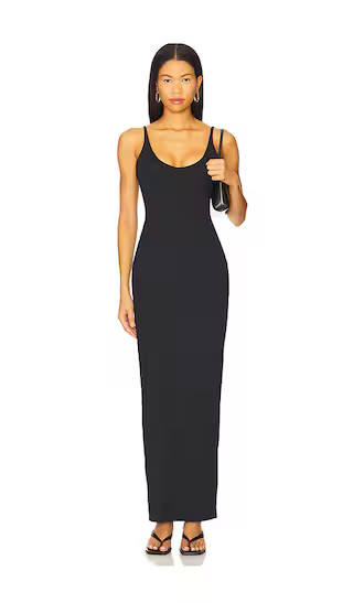 SKIMS Smooth Layers Skimpy Scoop Neck Dress in Black. - size S | Revolve Clothing (Global)