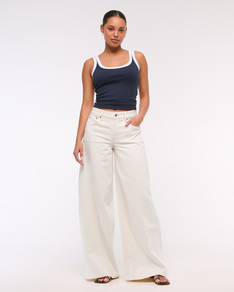 Linen-Blend Ultra Wide Leg Jean | Abercrombie & Fitch (US)