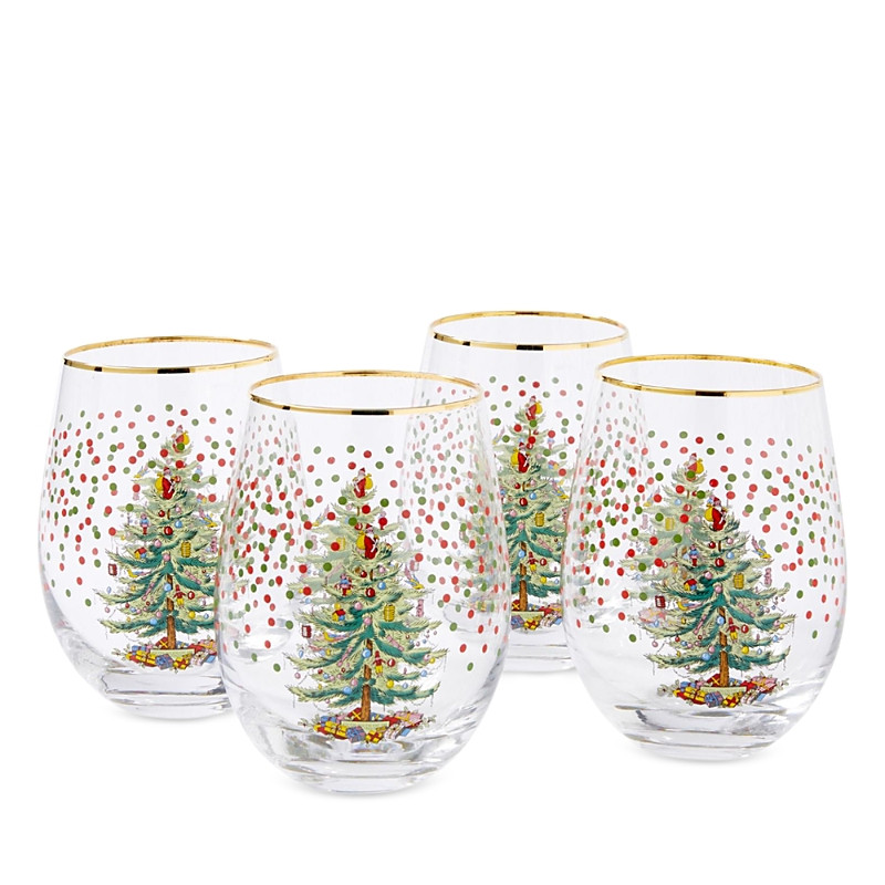 Spode Christmas Tree Polka Dot Stemless Wine Glass, Set of 4 | Bloomingdale's (US)