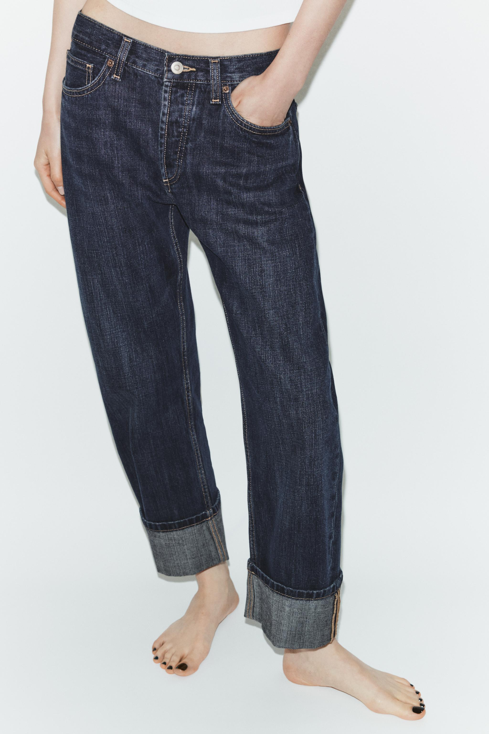 MID-RISE - STRAIGHT LEGMid-rise jeans with belt loops and five pockets. Fold-up hem. Front metal ... | Zara US