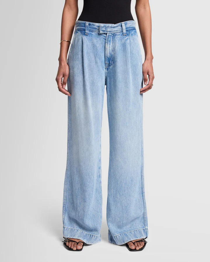 Denim Lustre Pleated Trouser in Abyss | 7 For All Mankind