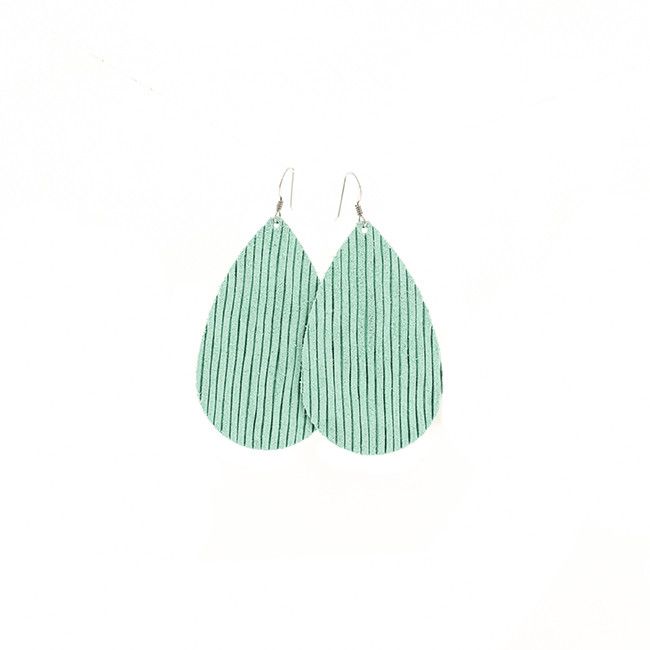 Aqua Row Leather Earrings | Nickel and Suede