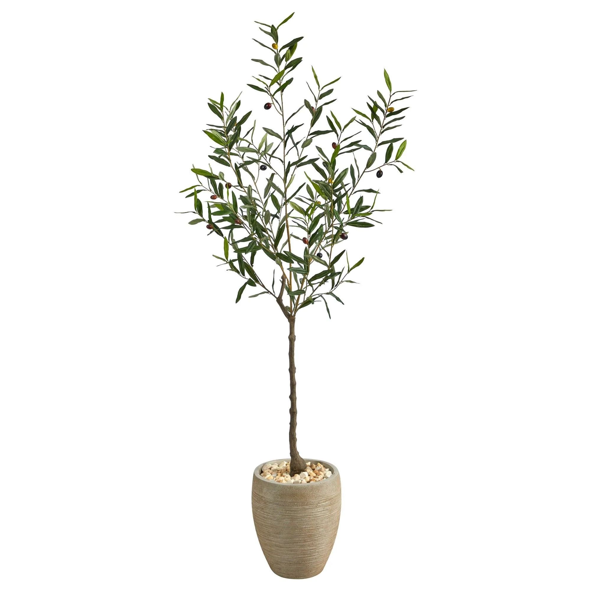 5.5’ Olive Artificial Tree in Sand Colored Planter | Nearly Natural