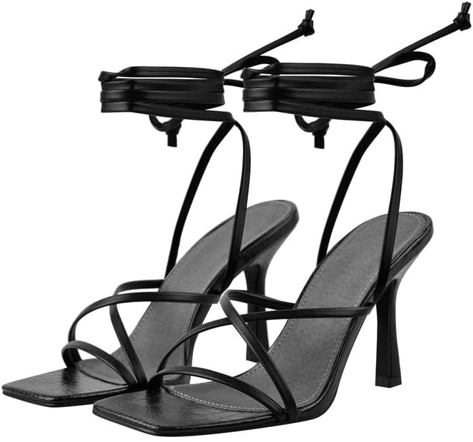 LISHAN Women's Stiletto High Heels Strappy Lace Up Sandals | Amazon (US)