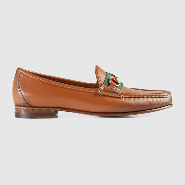 Leather horsebit loafer with web | Gucci (US)