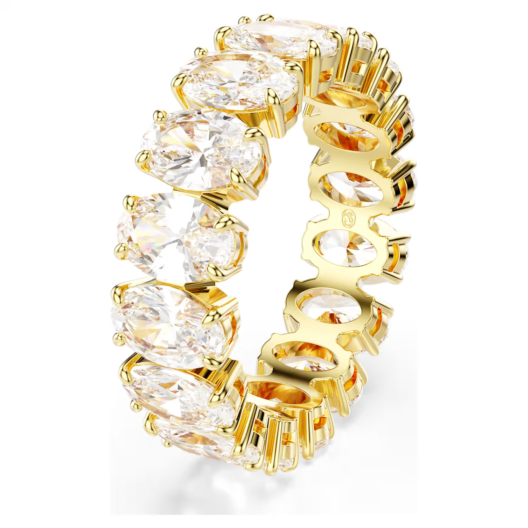 Matrix ring, Oval cut, White, Gold-tone plated by SWAROVSKI | SWAROVSKI