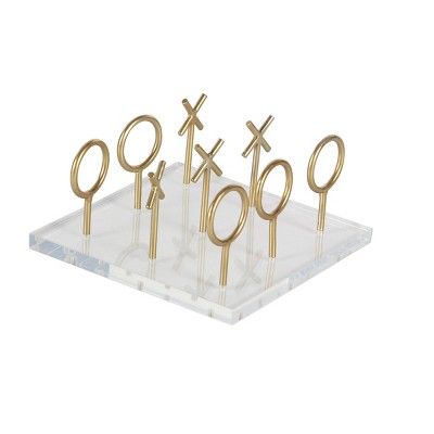 8" x 5" Glam Style Metallic Tic Tac Toe Game Set on Clear Acrylic Board Gold - CosmoLiving by Cos... | Target