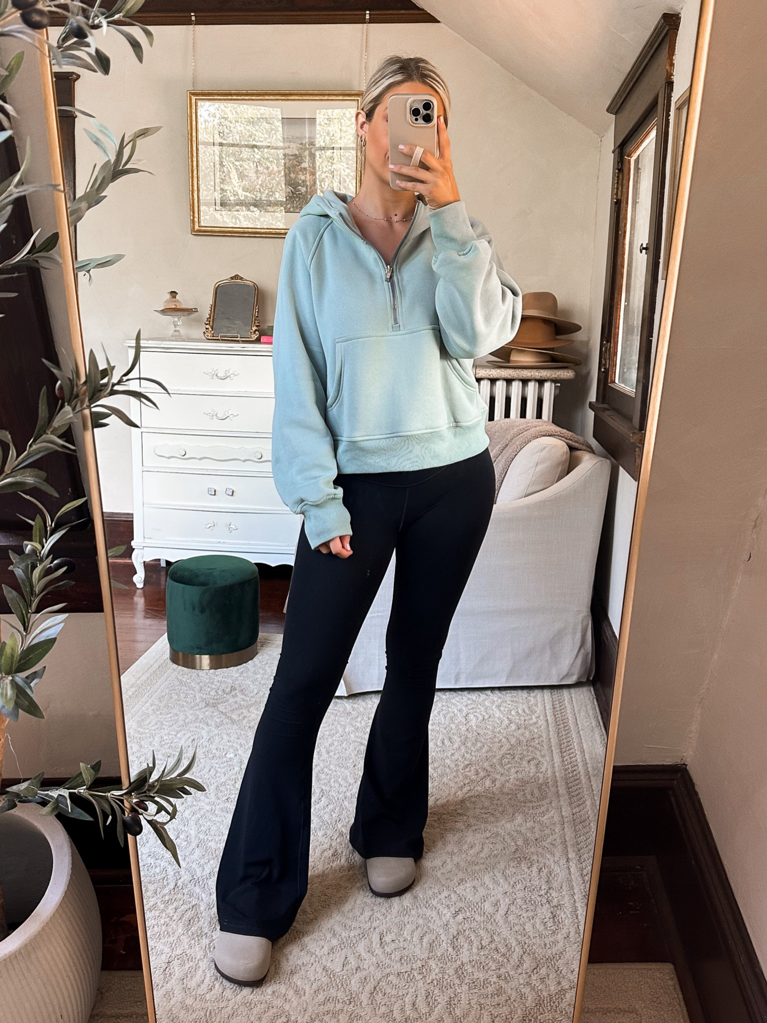 Amazon prime pullover- lululemon dupe! Size medium
Birkenstock dupe clogs are an amazon find too, and ultra comfortable 
Flare leggings, size M
Amazon find 

#LTKstyletip #LTKfindsunder50
