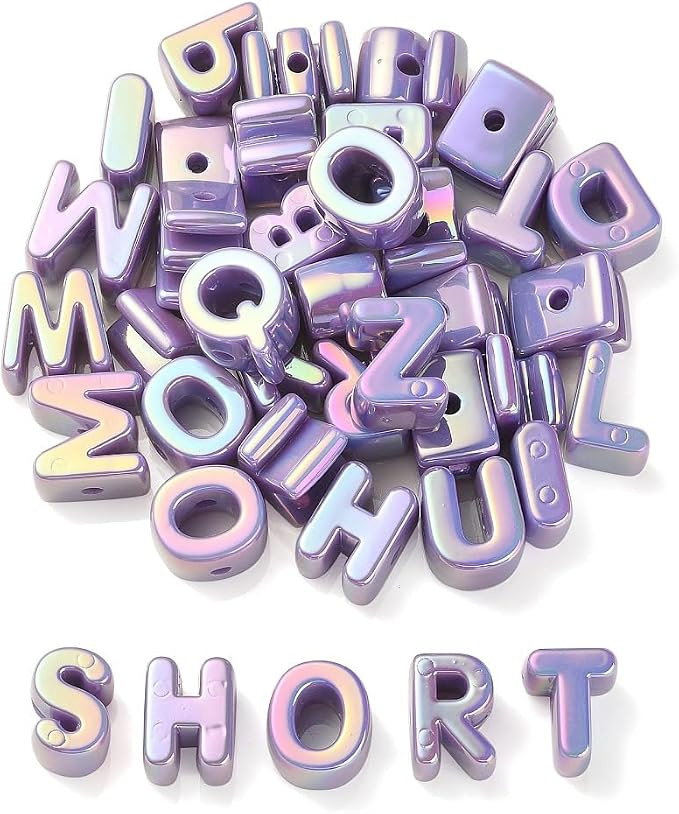 90Pcs Random Purple Acrylic Letter Beads Large Hole UV Plated Iridescent Alphabet A~Z Beads for J... | Amazon (US)