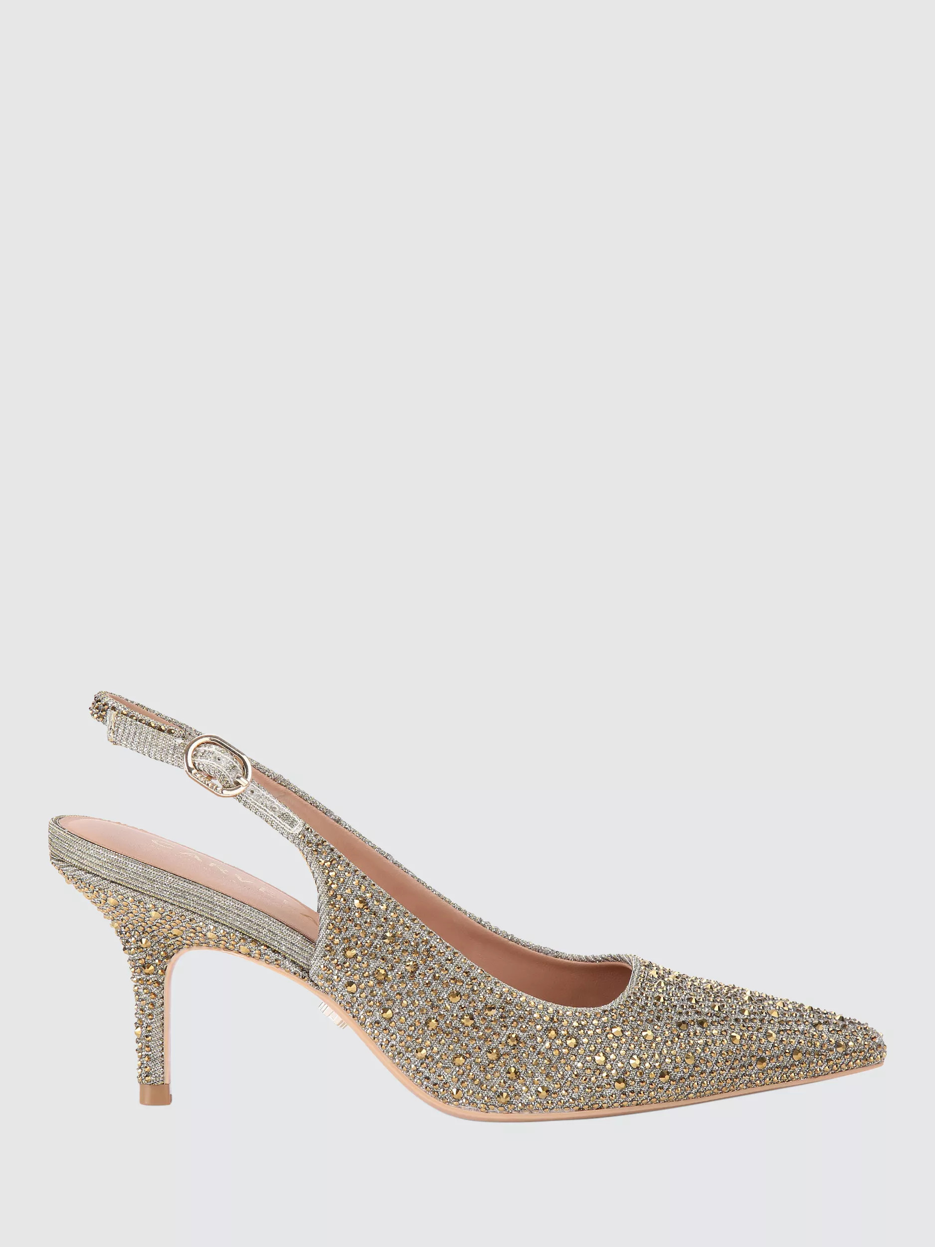 Carvela Spirit Sling Embellished Slingback Court Shoes, Gold | John Lewis (UK)