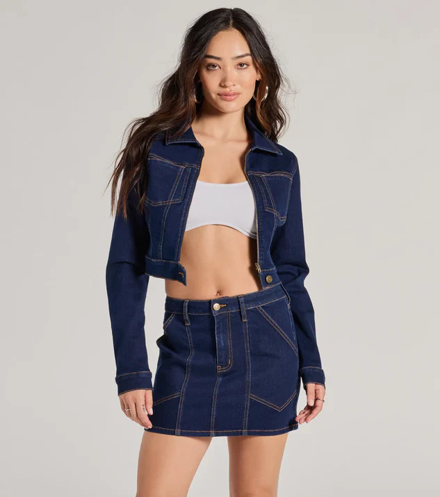 Covetable Cutie Contrast Stitch Denim Jacket | Windsor Stores