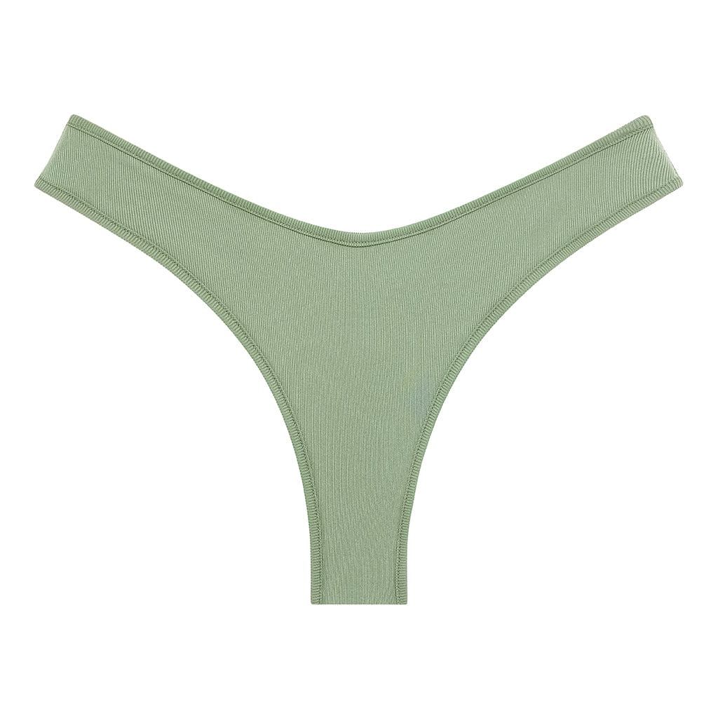 Sage Green Rib Added Coverage Lulu Bikini Bottom | Montce