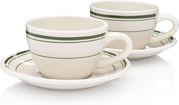 HISTORY COMPANY Original Classic Jersey Diner Coffee Cup and Saucer, Two 2-Piece Sets (Gift Box C... | Amazon (US)