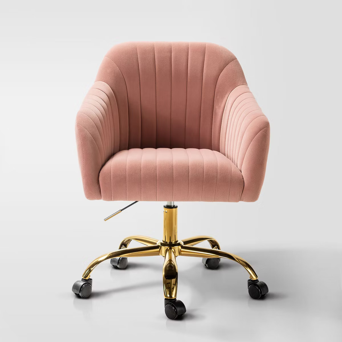 Alex Velvet Height-adjustable Swivel Task Office Chair with Channel-tufted Back and Gold Metal Ba... | Target