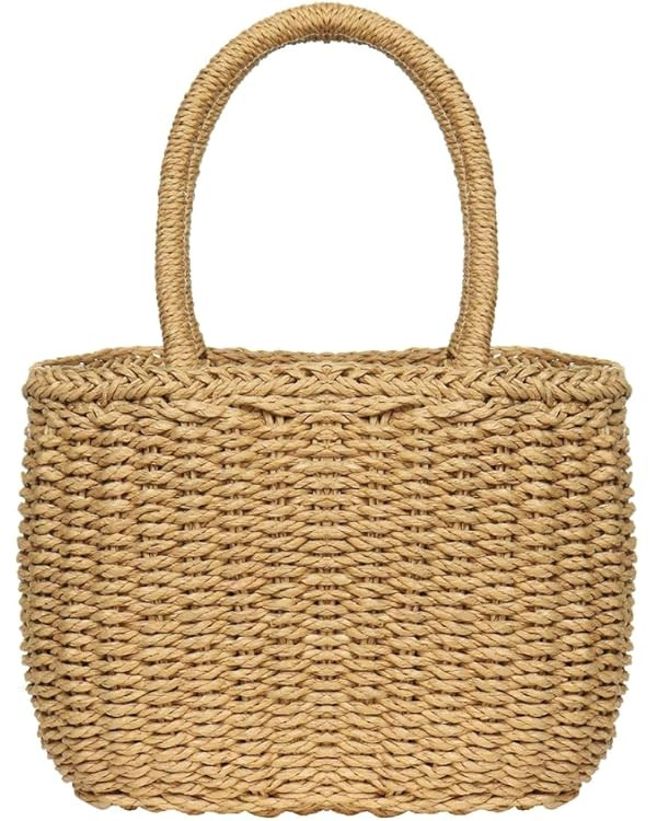 Straw Bags for Women, Hand-woven Straw Small Hobo Bag Round Handle Ring Tote Retro Summer Beach R... | Amazon (US)
