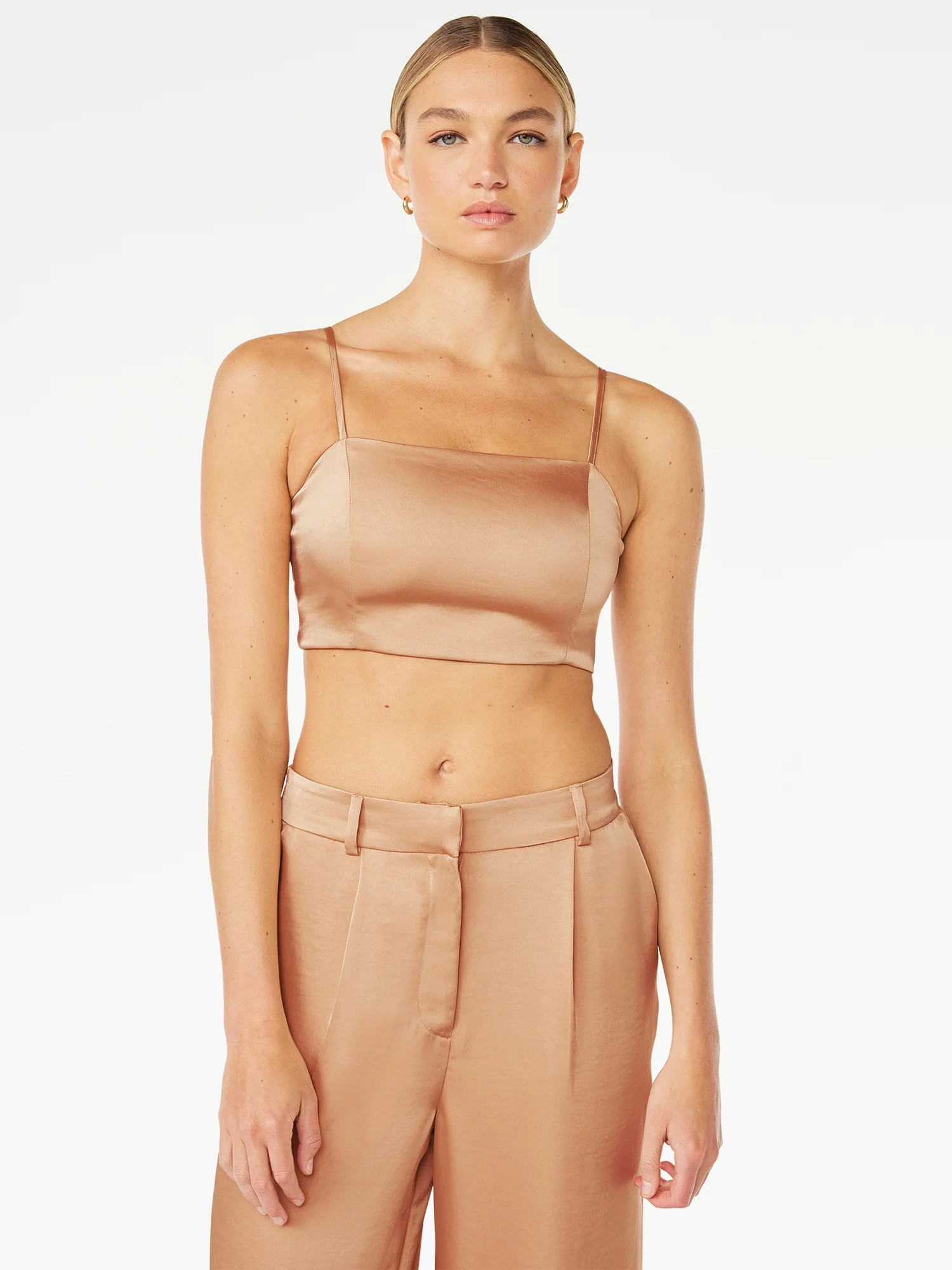 Scoop Women’s Cropped Satin Tank Top, Sizes XS-XXL | Walmart (US)