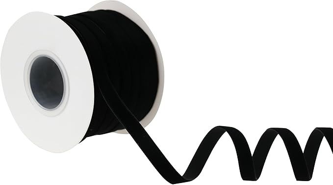 DINDOSAL Black Velvet Ribbon 3/8 Inch Single Face Thin Velvet Ribbon for Gift Wrapping, Black Rib... | Amazon (US)