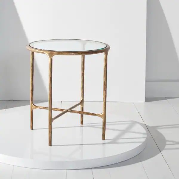 SAFAVIEH Couture Jessa Forged Metal Round End Table - 18" W x 18" L x 20" H - Brass | Bed Bath & Beyond