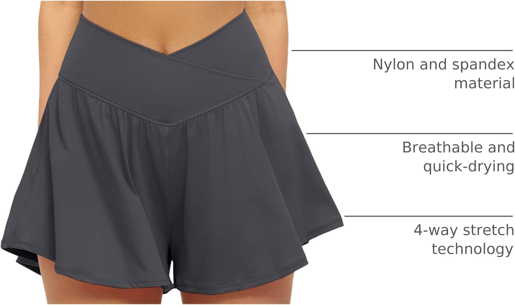 FireSwan Crossover Athletic Shorts for Women 2 in 1 Flowy Running Shorts with Pockets Spandex But... | Amazon (US)
