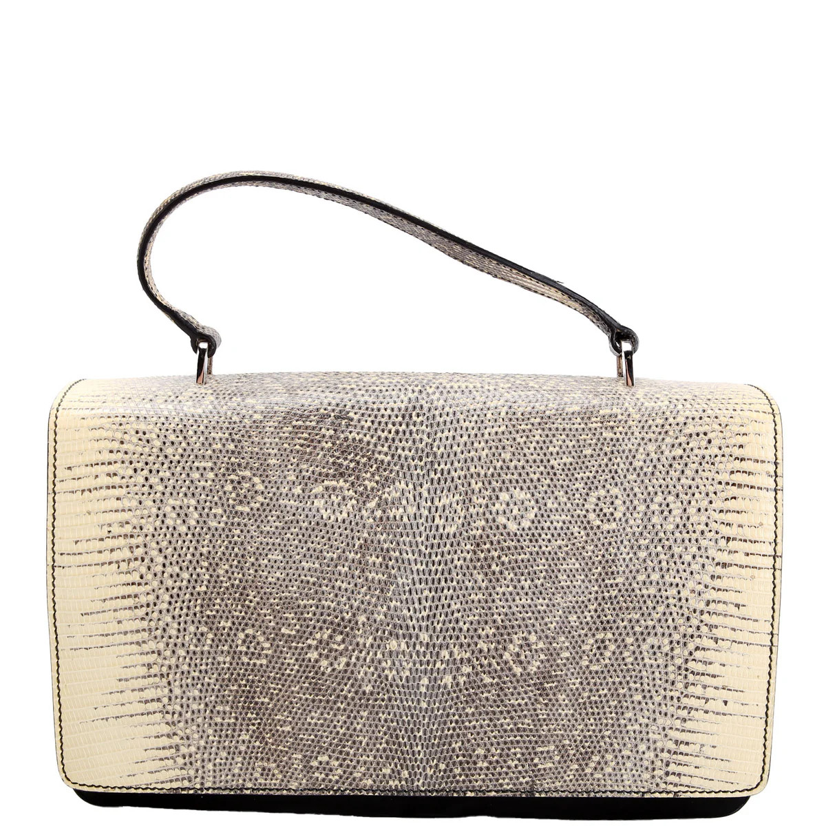 1BA016 Top Handle Accordian Flap Nylon/Lizard | Keeks Designer Handbags