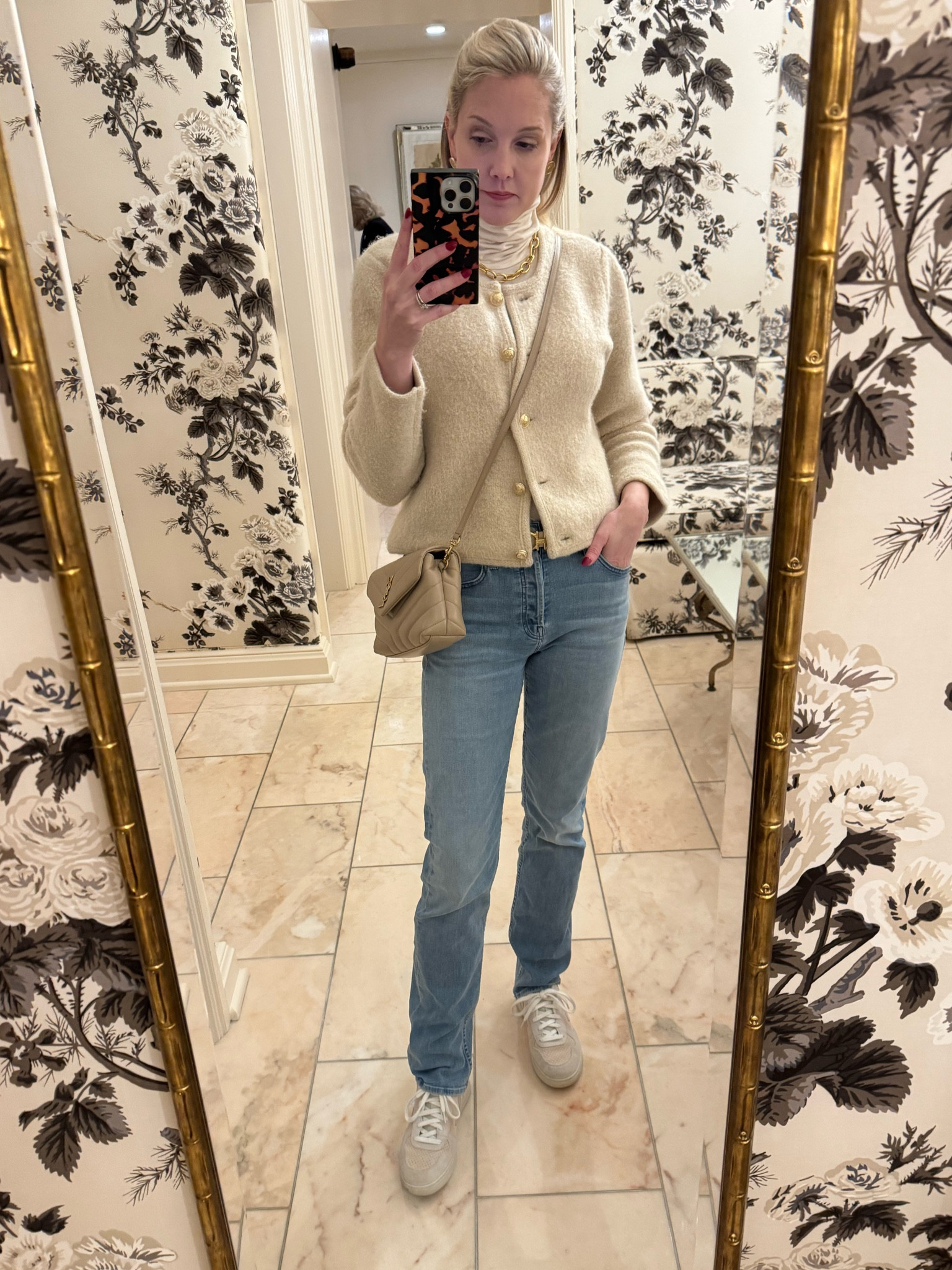 Took myself to breakfast at the Windsor Court. These jeans are my go to for casual comfort 