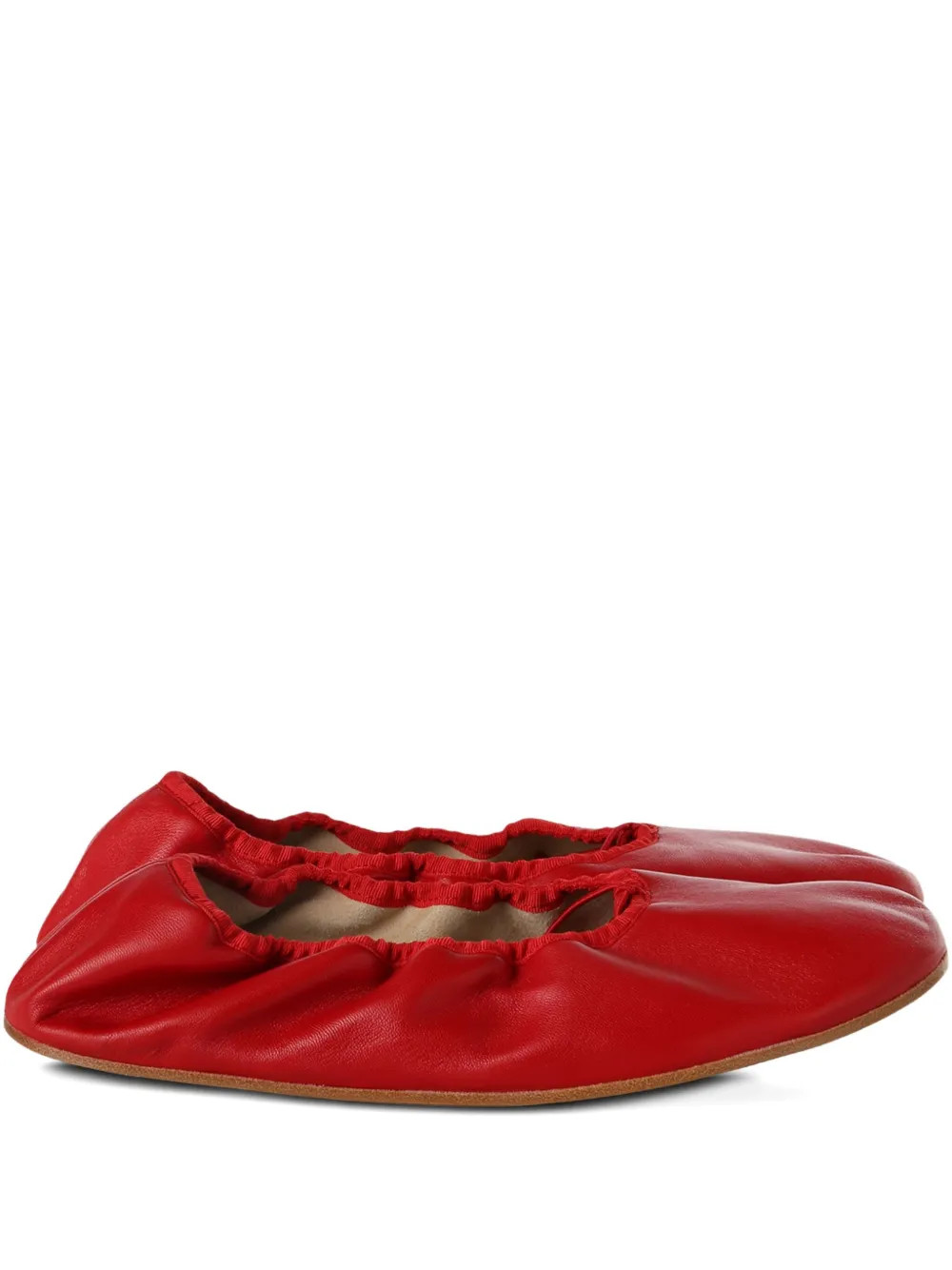 The Row Sheepskin Ruffled Ballet Flats | Red | FARFETCH | Farfetch Global