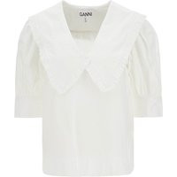 Ganni Blouse With Exaggerated Collar And Ruffle | Balardi (US & Canada)