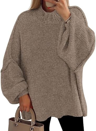 PRETTYGARDEN Women's 2026 Fall Oversized Sweaters Chunky Knit Mock Neck Long Sleeve Casual Trendy... | Amazon (US)