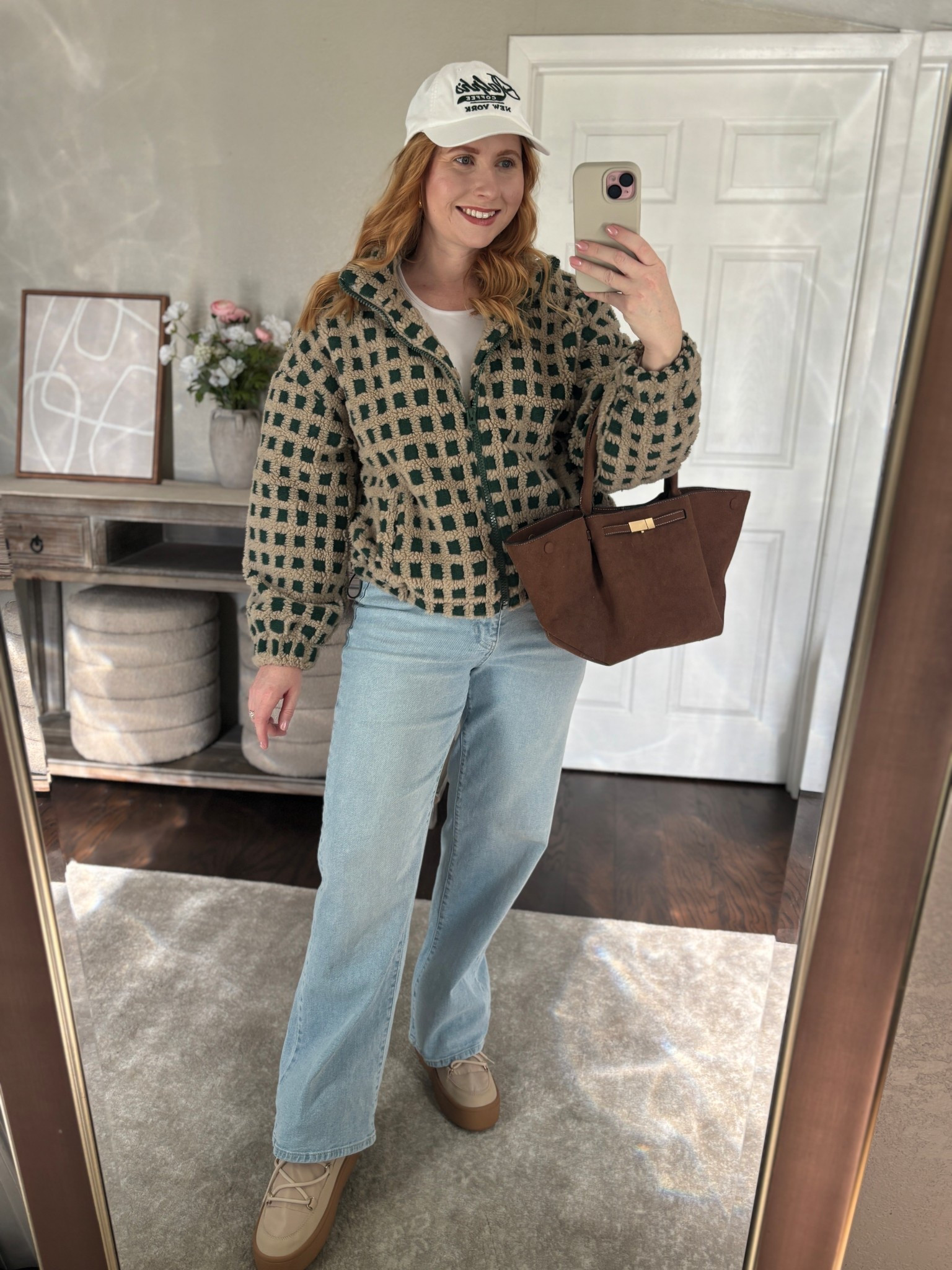 Casual winter outfit idea size medium • Keeliya Womens Checkered Sherpa Jacket Cropped Long Sleeve Plaid Fleece Coats Casual Zip Up Gingham Outwear with Pockets

#LTKdayinmylife #LTKMidsize #LTKSeasonal