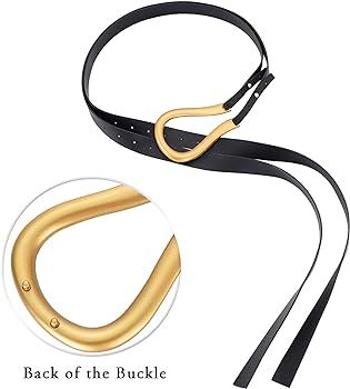Mile High Life Womens Belts with Double-layer Faux Leather | Large Gold U-Shape Metal Buckle | Amazon (US)