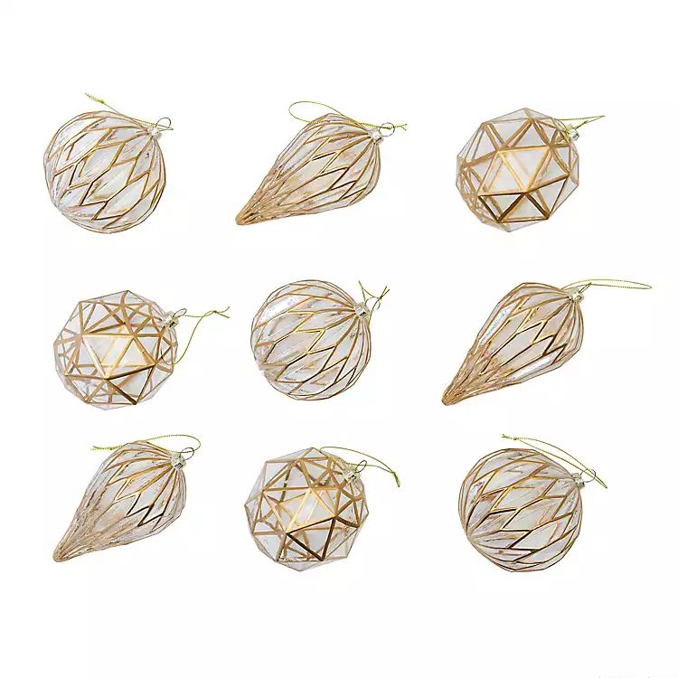 Oversized Clear and Gold 9-pc. Ornament Set | Kirkland's Home
