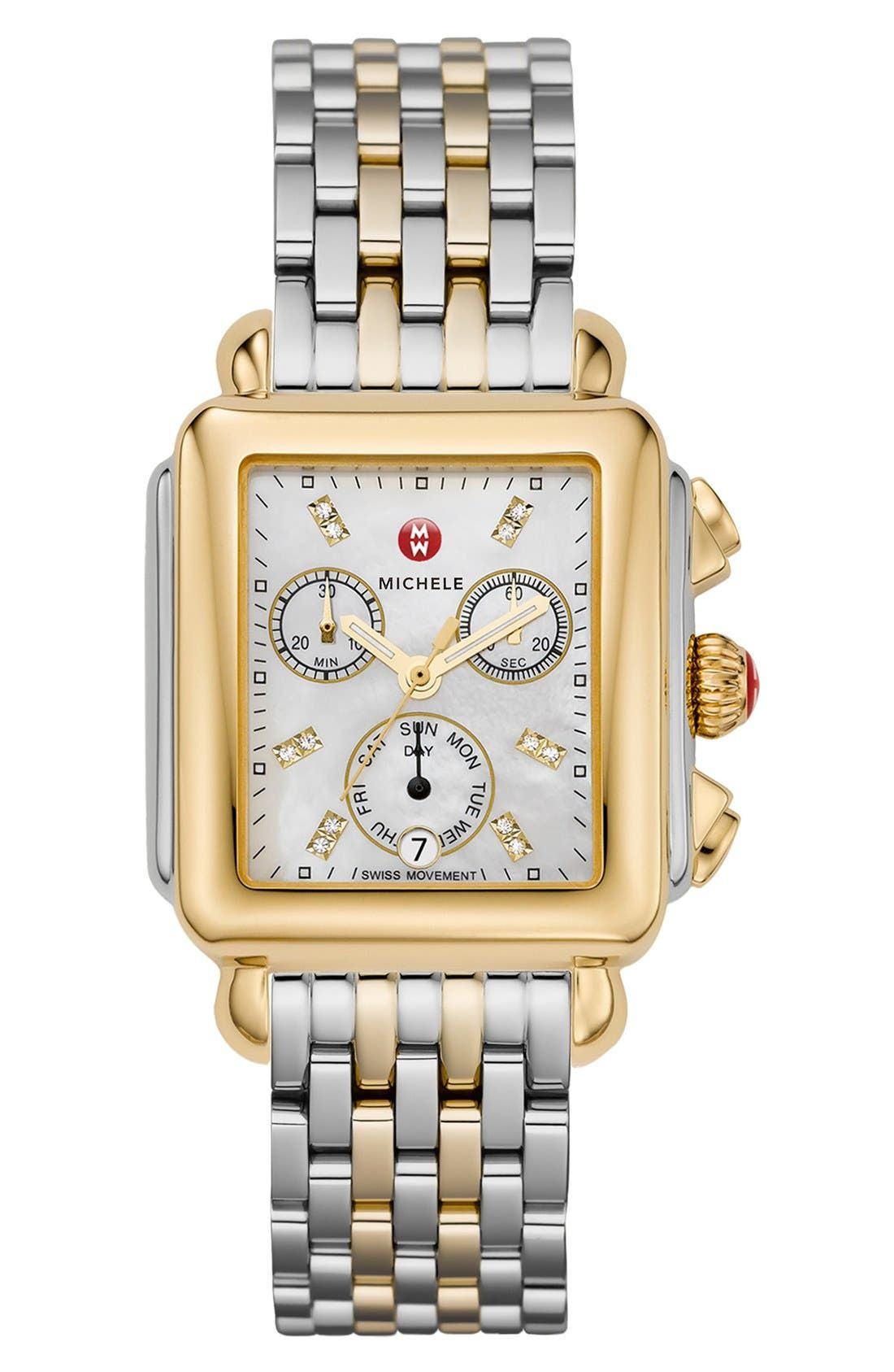 Deco Diamond Dial Two-Tone Watch Head, 33mm x 35mm | Nordstrom