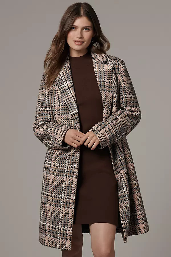 Plaid Tweed Double-Breasted Coat Jacket | Anthropologie (US)