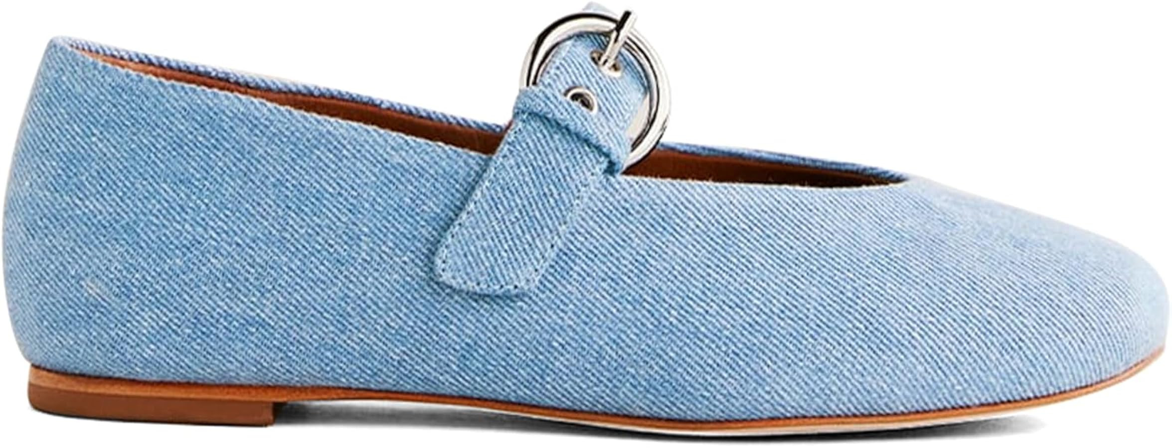 Dsevht Mary Jane Ballet Flats for Women Slip On Round Toe Bling Ballerina Shoes Buckle Strap Casu... | Amazon (US)