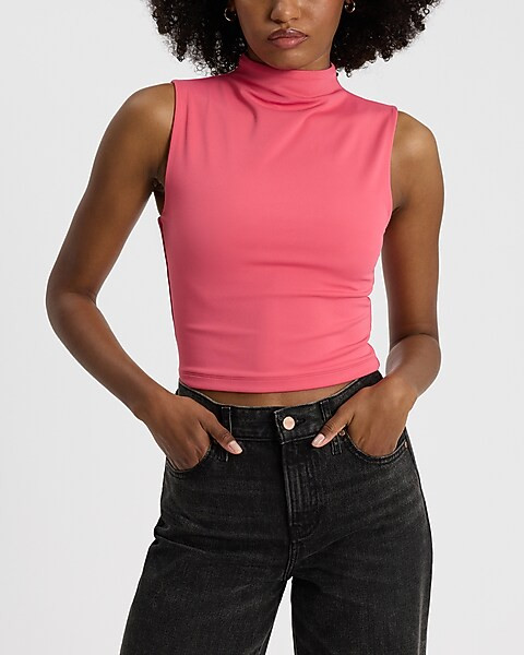 Body Contour High Compression Mock Neck Cropped Tank | Express