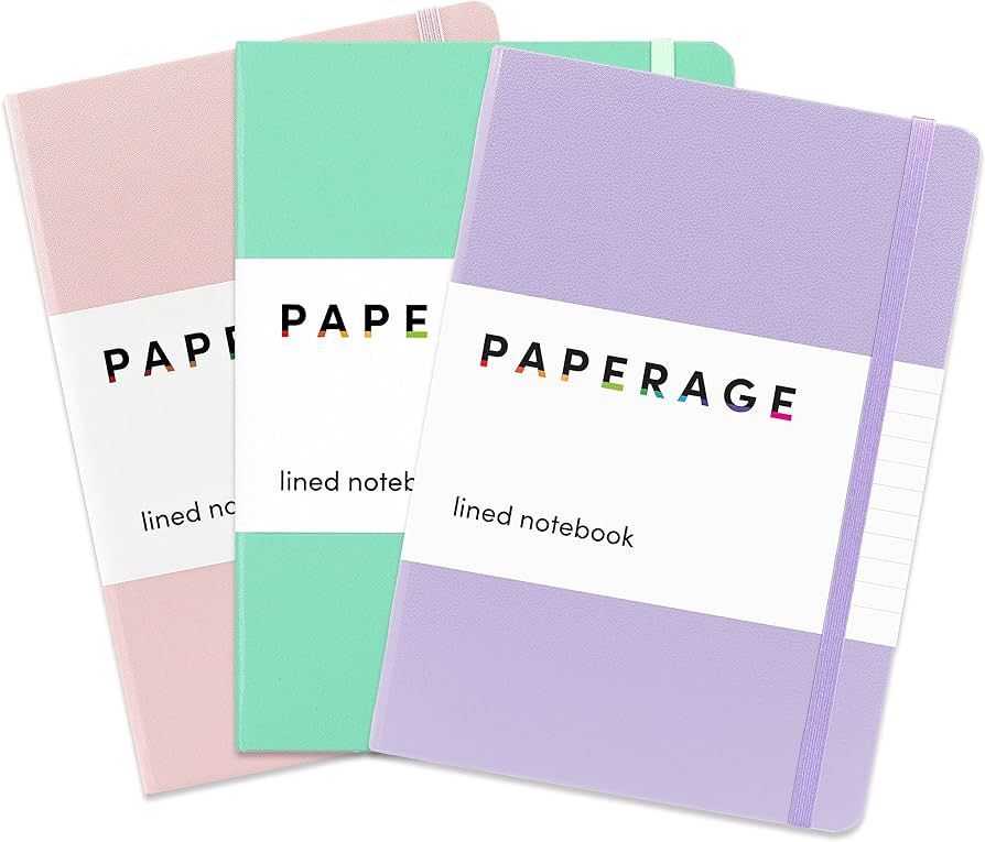 PAPERAGE Lined Journal Notebooks, 3 Pack, (Blush, Mint, Lavender), 160 Pages, Medium 5.7 inches x... | Amazon (US)