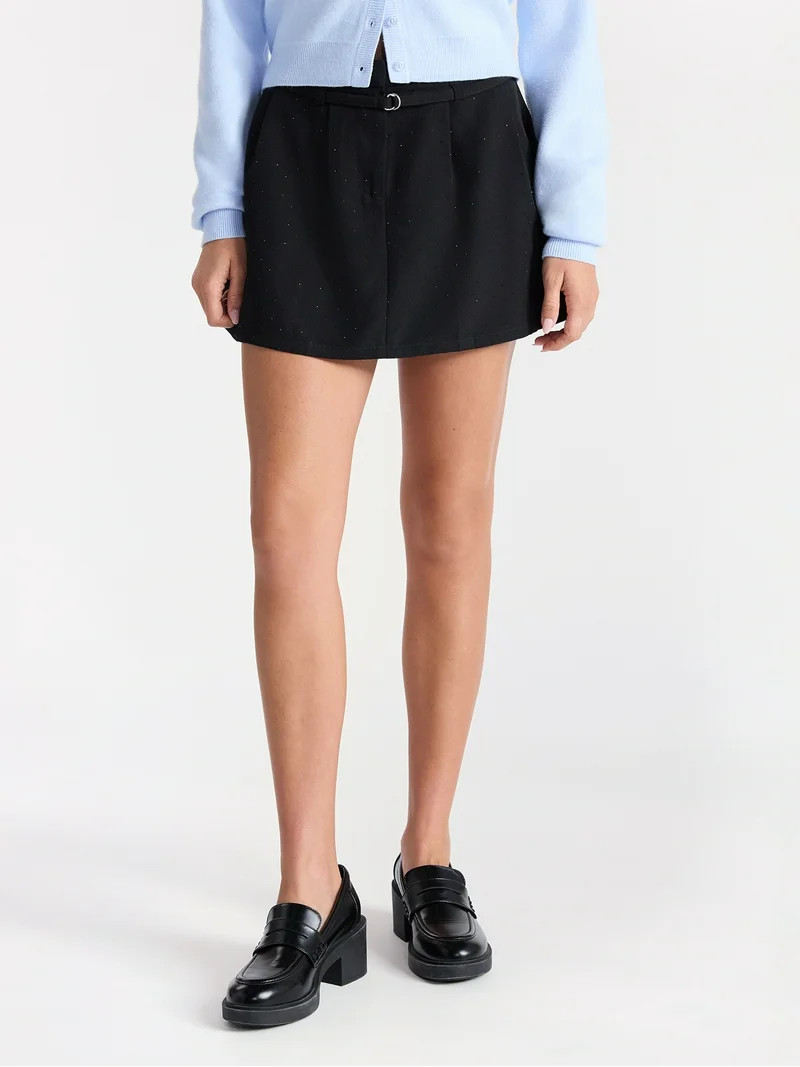 No Boundaries Embellished Pleated Mini Skirt, Women's | Walmart (US)