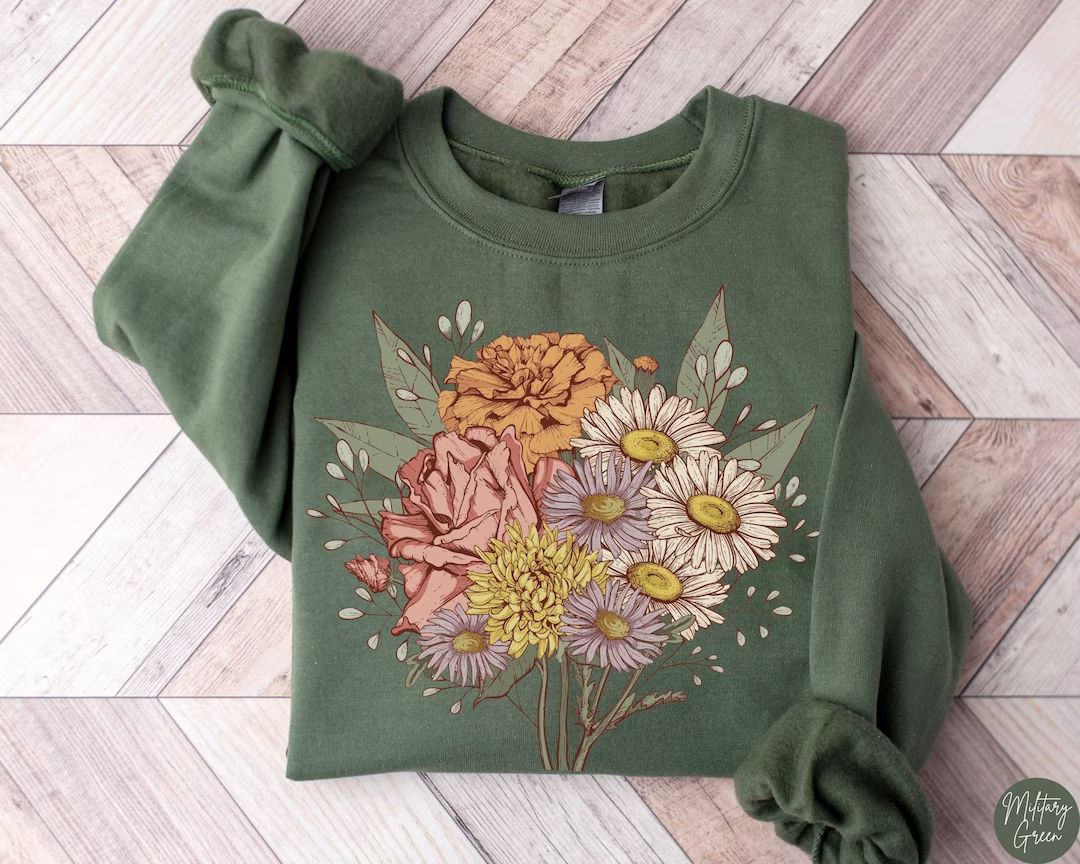 Custom Birth Flower Family Bouquet Sweatshirt, Birth Month Shirt, Personalized Mothers Day Gift f... | Etsy (US)