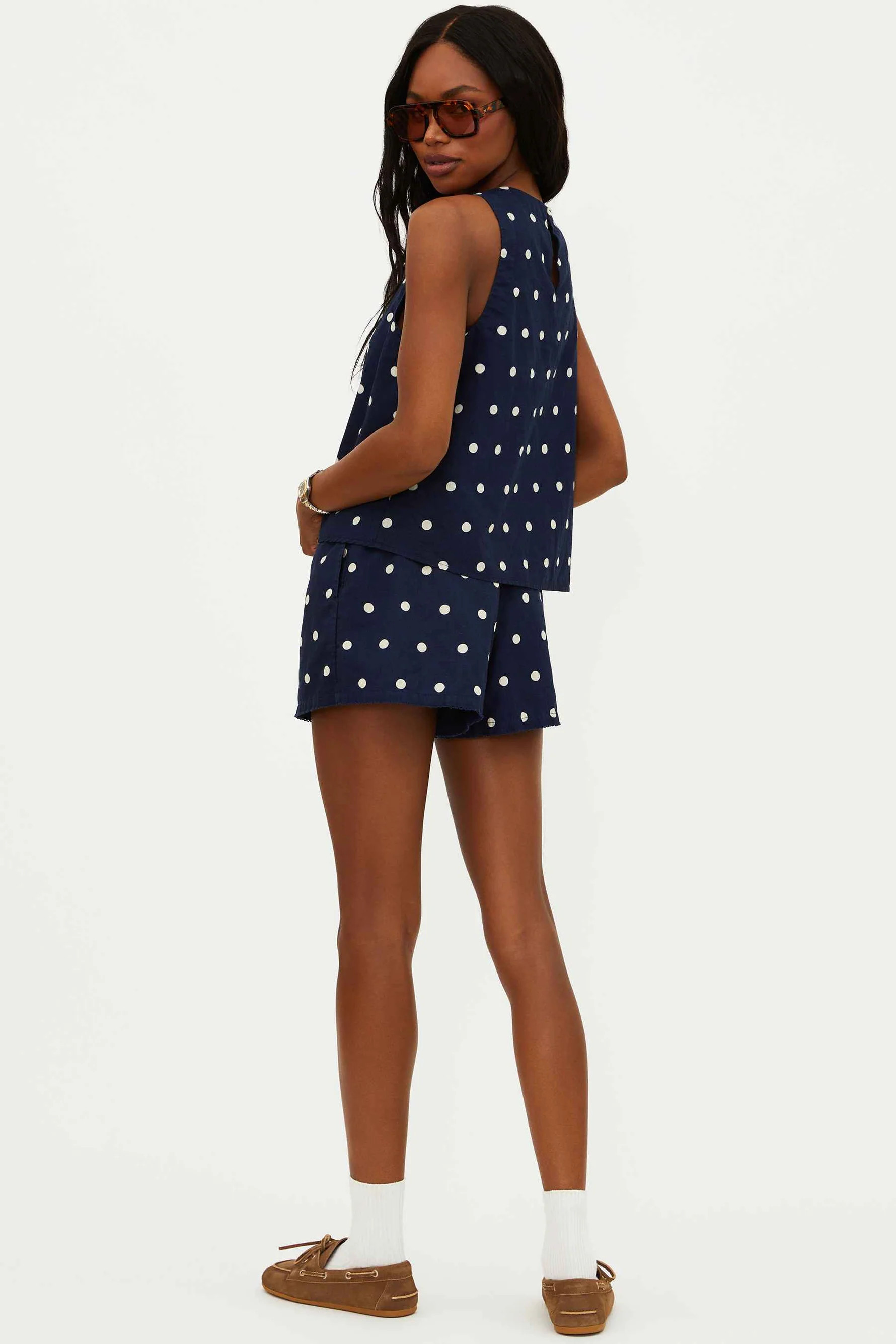 Birkley Short Navy Polka Dot Linen | Navy Linen Short | Beach Riot | Beach Riot