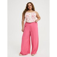 High-Rise Pull-On Gauze Wide-Leg Pant in Pink | Torrid (US & Canada)