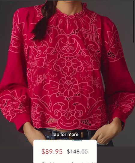 Beautiful Anthropologie lace blouse on sale 
Hocsummer 


#LTKfindsunder100 #LTKsalealert