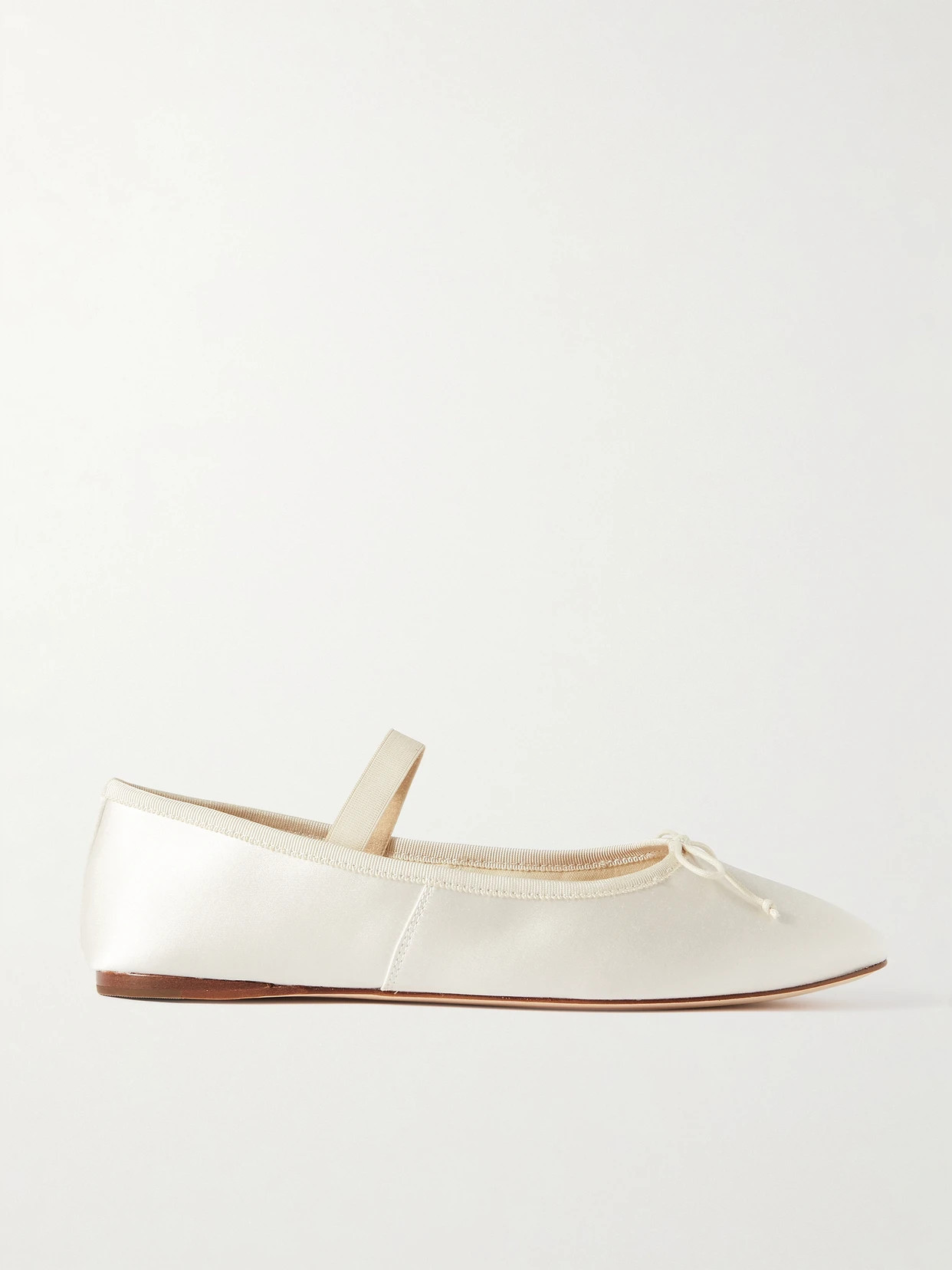 Loeffler Randall - + Net Sustain Leonie Grosgrain-trimmed Satin Ballet Flats - Ivory | NET-A-PORTER (US)